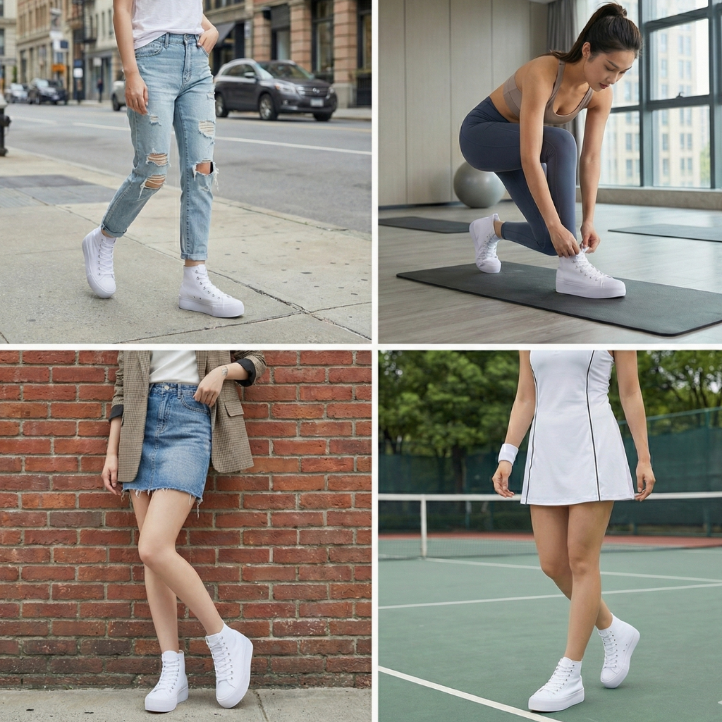 Sneaker Plataforma Skyline: Lona Transpirable & Suela Antideslizante