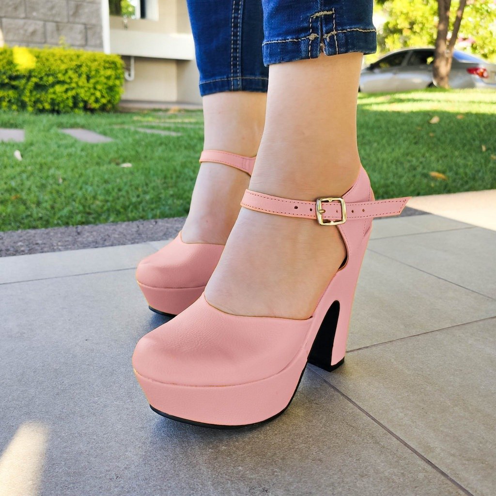 Zapato Alto Cerrado De Enfrente Rosado / 35 Normal Zapatos Altos