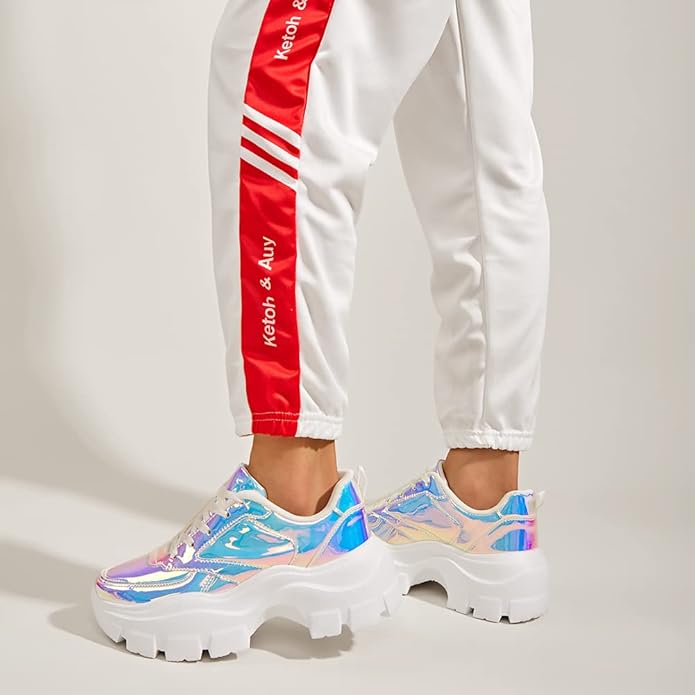 Sneaker Plataforma Luminosa: Holográfica & Ultra Ligera