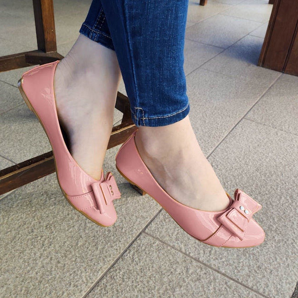 Flats De Charol Rosado / 35 Nomal Zapatos Bajitos
