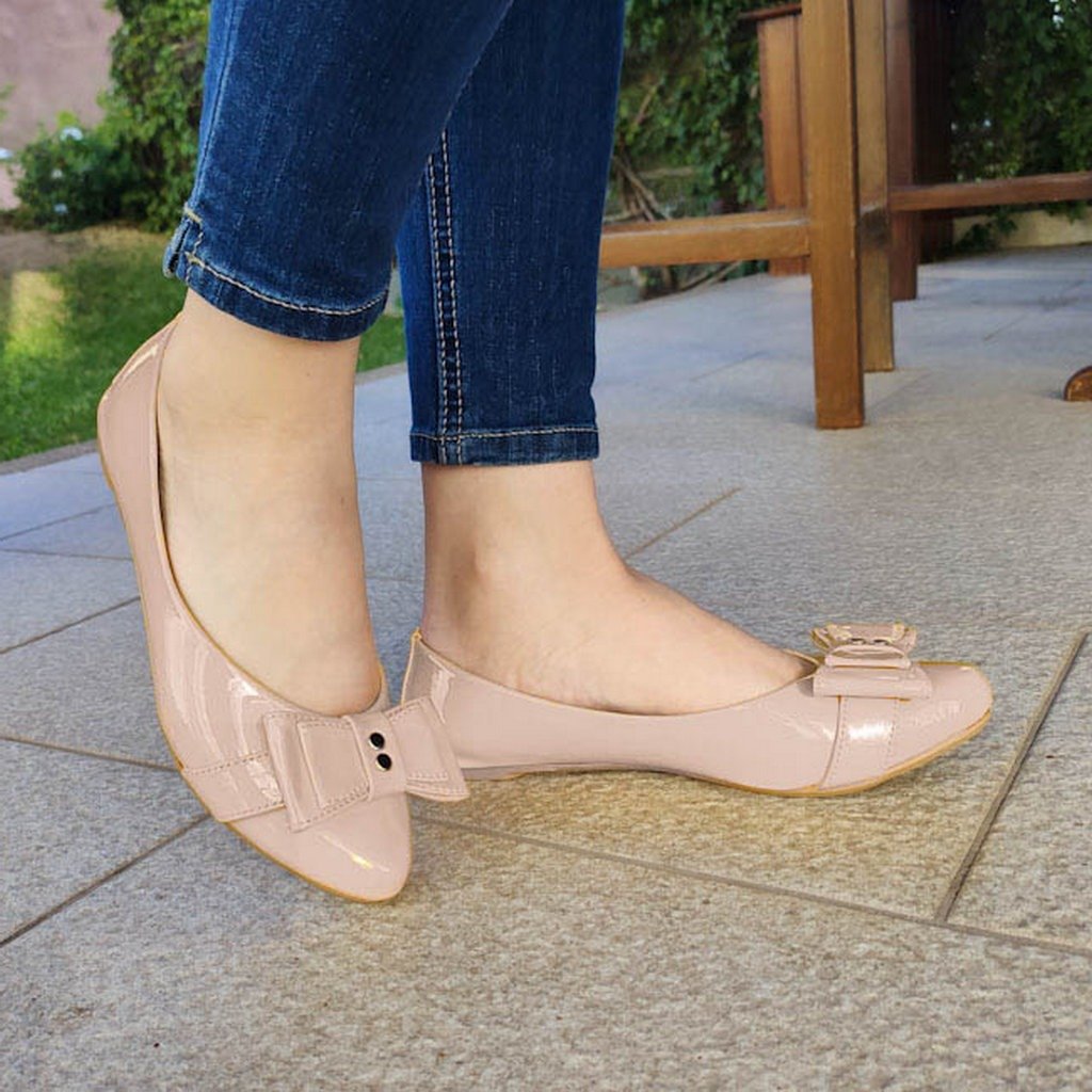 Flats De Charol Beige / 35 Nomal Zapatos Bajitos