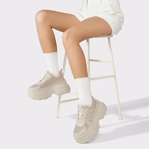 Sneaker Chunky Starlight: Plataforma Elevada & Brillo Cristal
