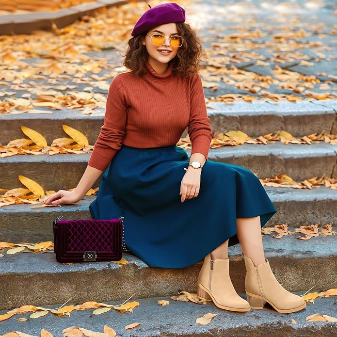 Botín Classic Suede: Tacón de Bloque & Zipper Lateral