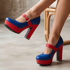Tacon de dos colores combinados en rojo