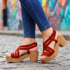 Sandalias de Tacón Mediano, Correas Cruzadas