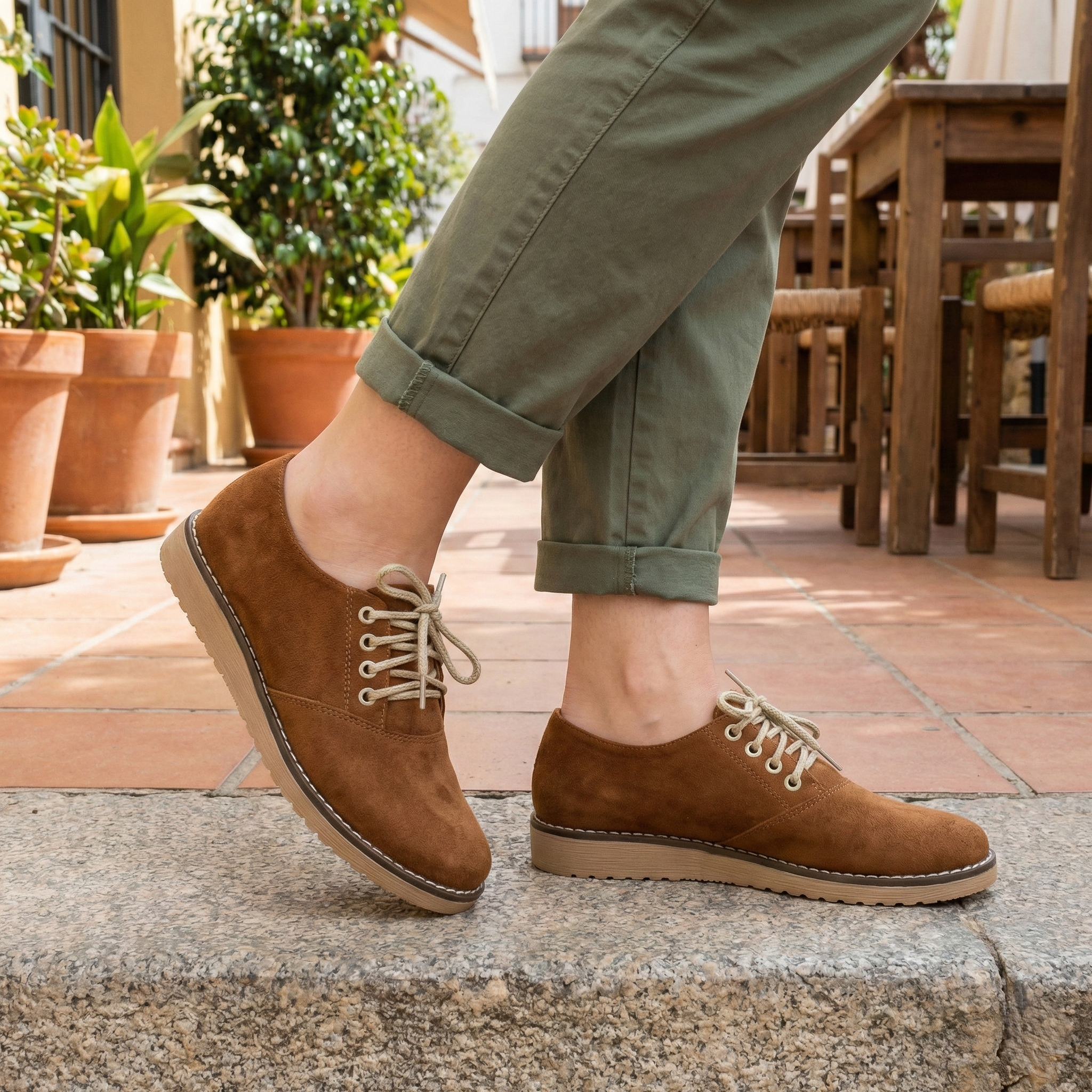 Zapato Casual Tipo Oxford. Suela Flex. Acabado Gamuza