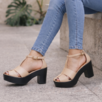 Sandalias de Plataforma con Tiras y Tacón Bloque - Estilo T-Strap