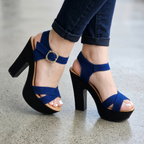 Zapato alto de tacon cuadrado. Varios colores para elegir