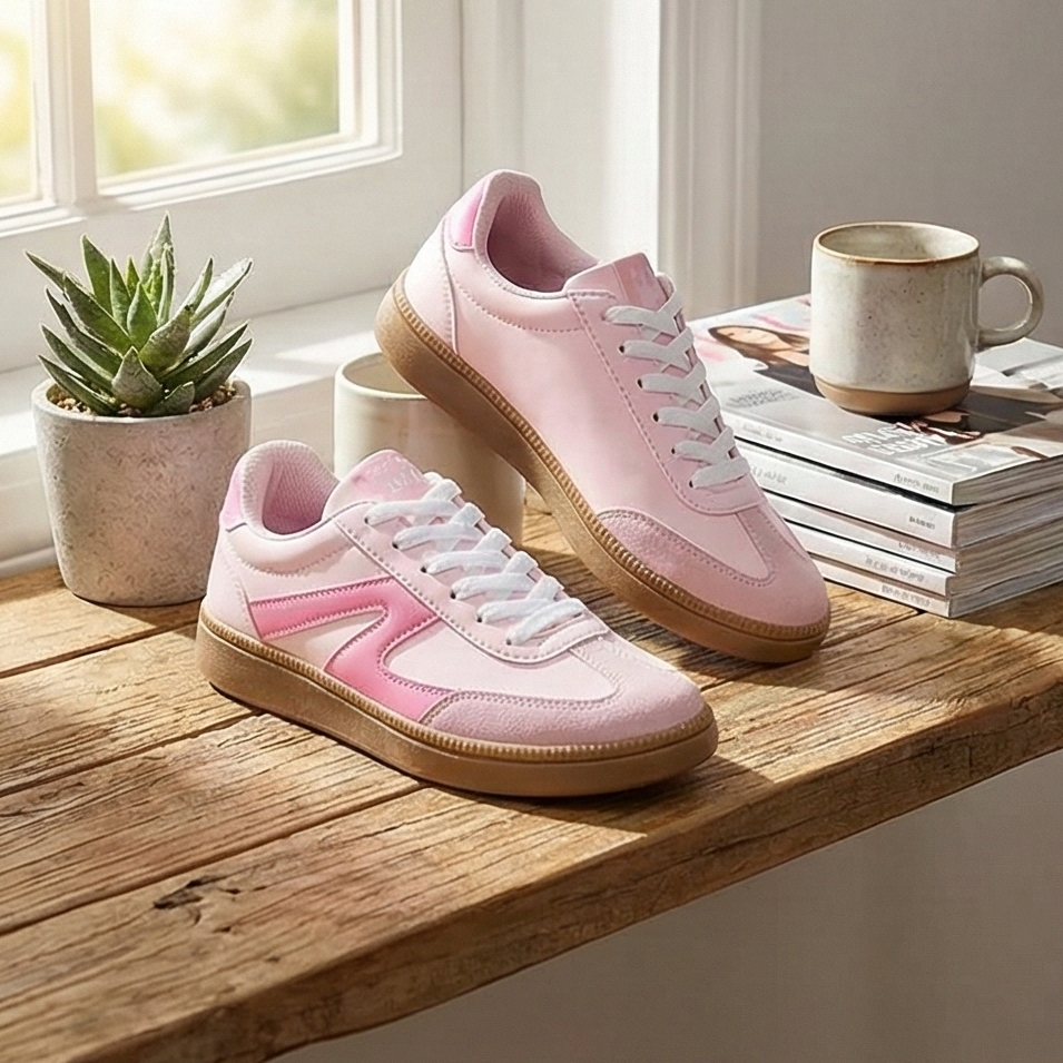 Sneaker Retro "Candy": Gamuza Patchwork & Suela Goma