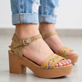Tacones hechos de tela de Yute y tela colorida