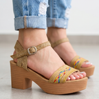 Tacones hechos de tela de Yute y tela colorida