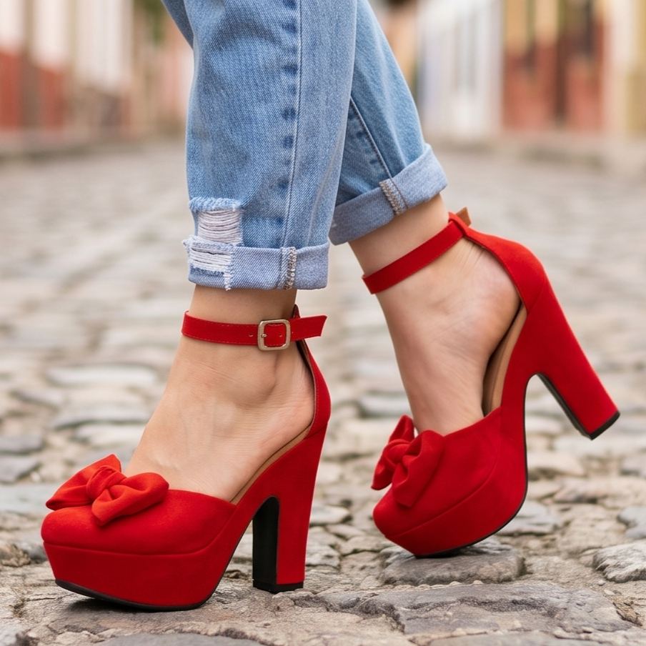 Tacones altos con chongo