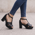 Sandalias de Plataforma con Tiras y Tacón Bloque - Estilo T-Strap