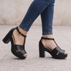 Sandalias de Plataforma con Tiras y Tacón Bloque - Estilo T-Strap