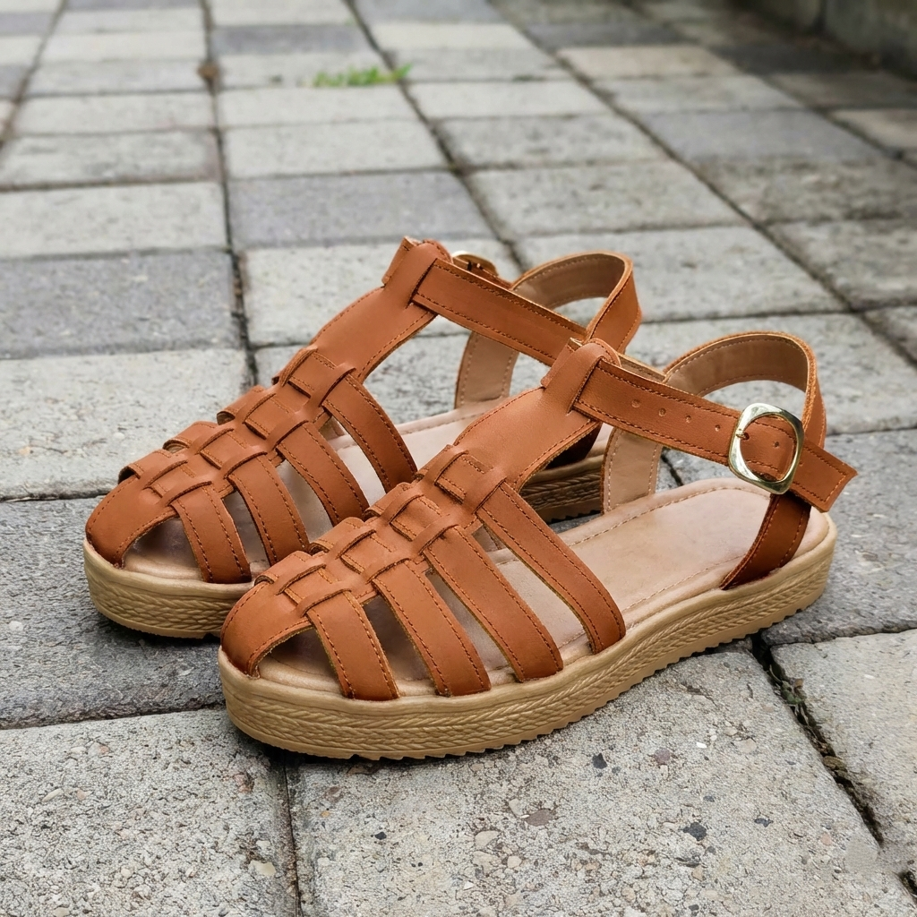 Sandalia Cerrada Trenzada: Suela Cómoda 2.5cm