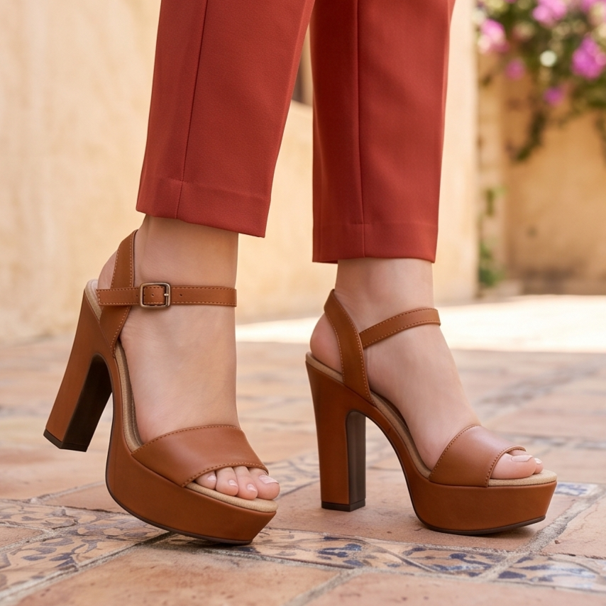Zapato con faja delantera recta, faja unida atras