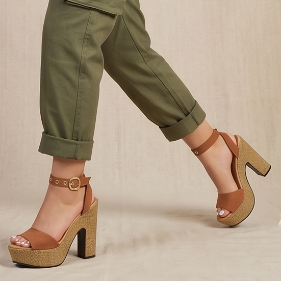 Tacones de gamuza y forrados de bramante