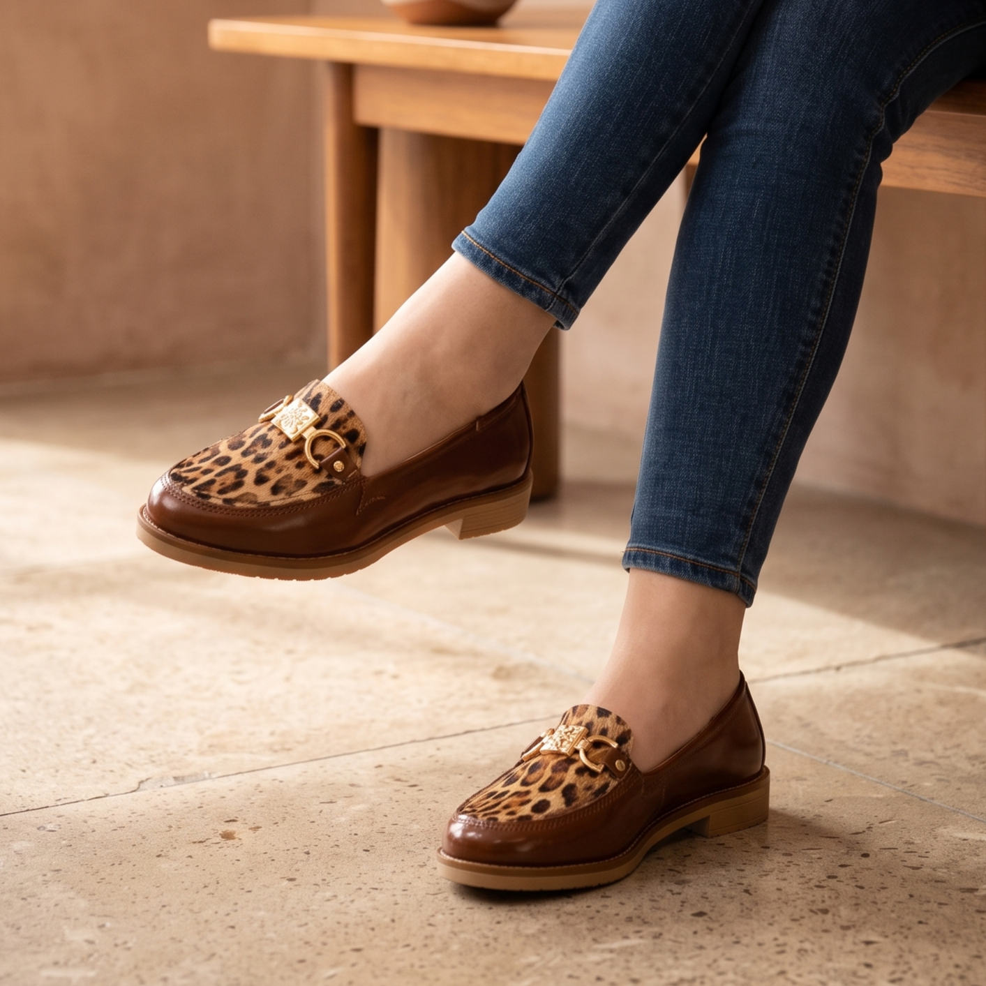 Mocasines Royale: Estilo Animal Print con Acabado Charol de Lujo