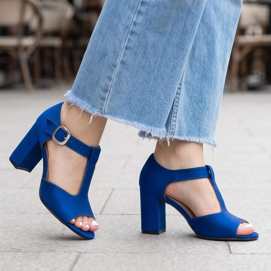 Zapato unido de en medio, tacon de 9 centimetros de alto