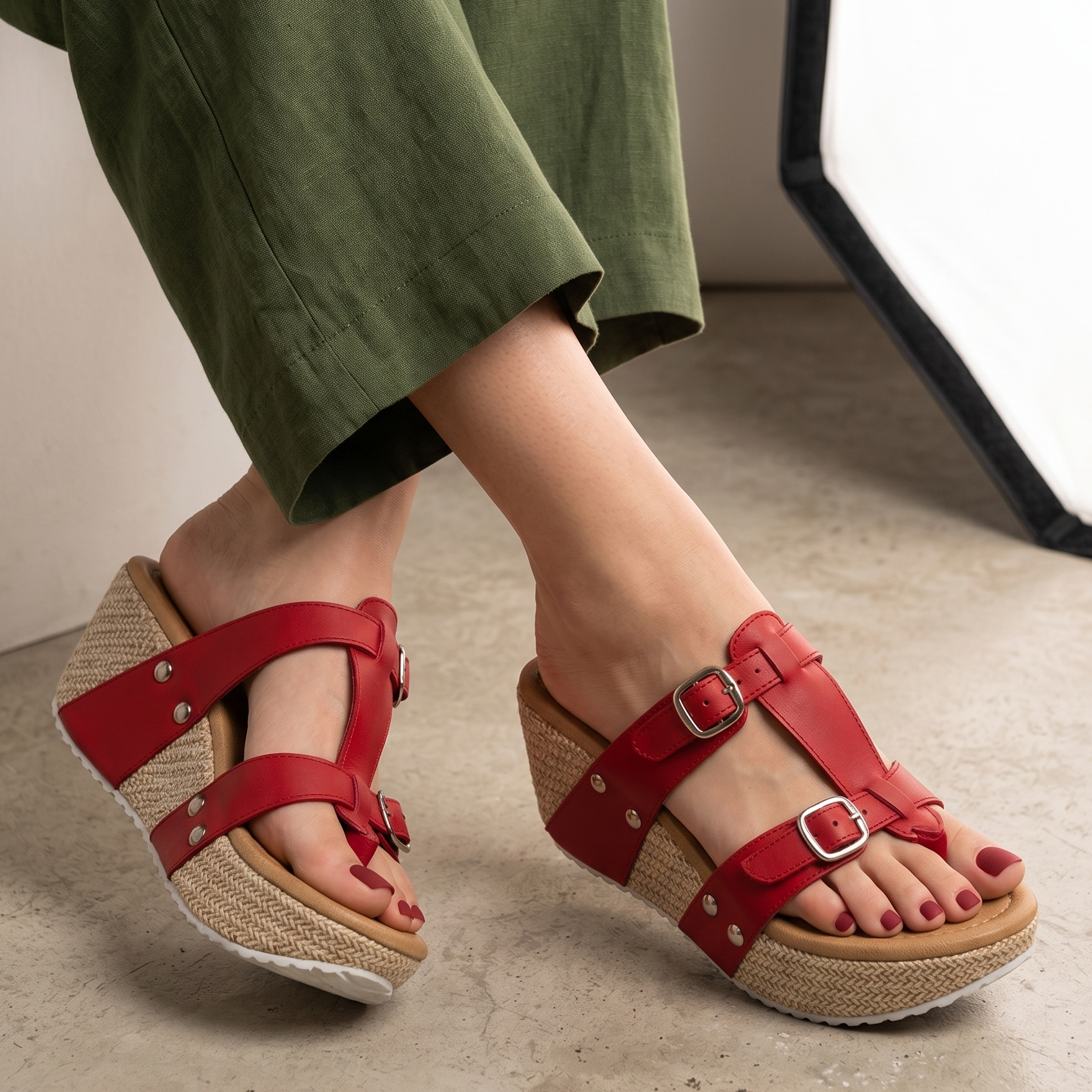 Elegancia Rústica: Sandalias con Plataforma y Hebillas