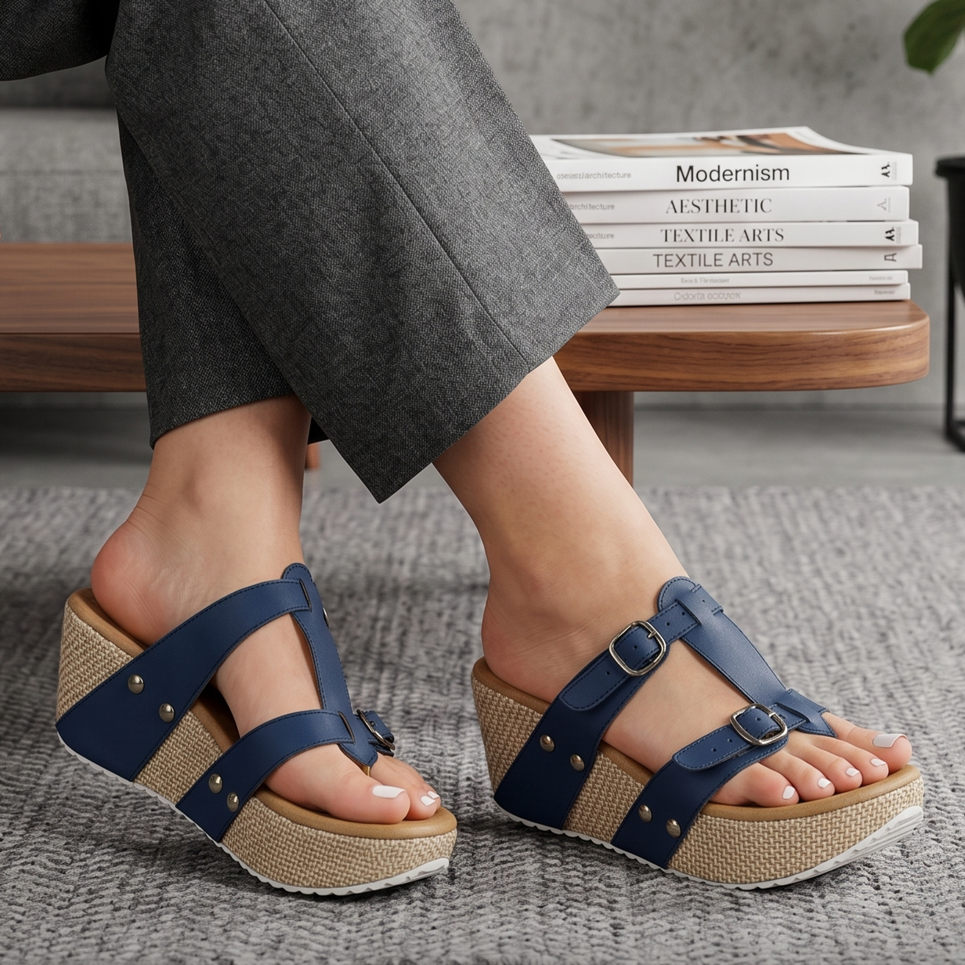 Elegancia Rústica: Sandalias con Plataforma y Hebillas