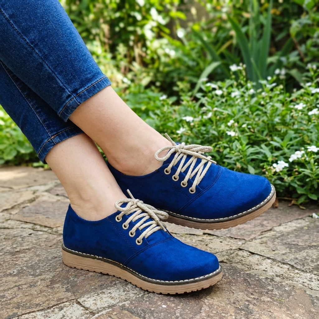 Zapato Casual Tipo Oxford. Suela Flex. Acabado Gamuza