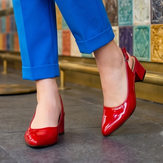 Zapatos con Tacón Bajo para un Look Impecable. Fabricados completamente en Charol