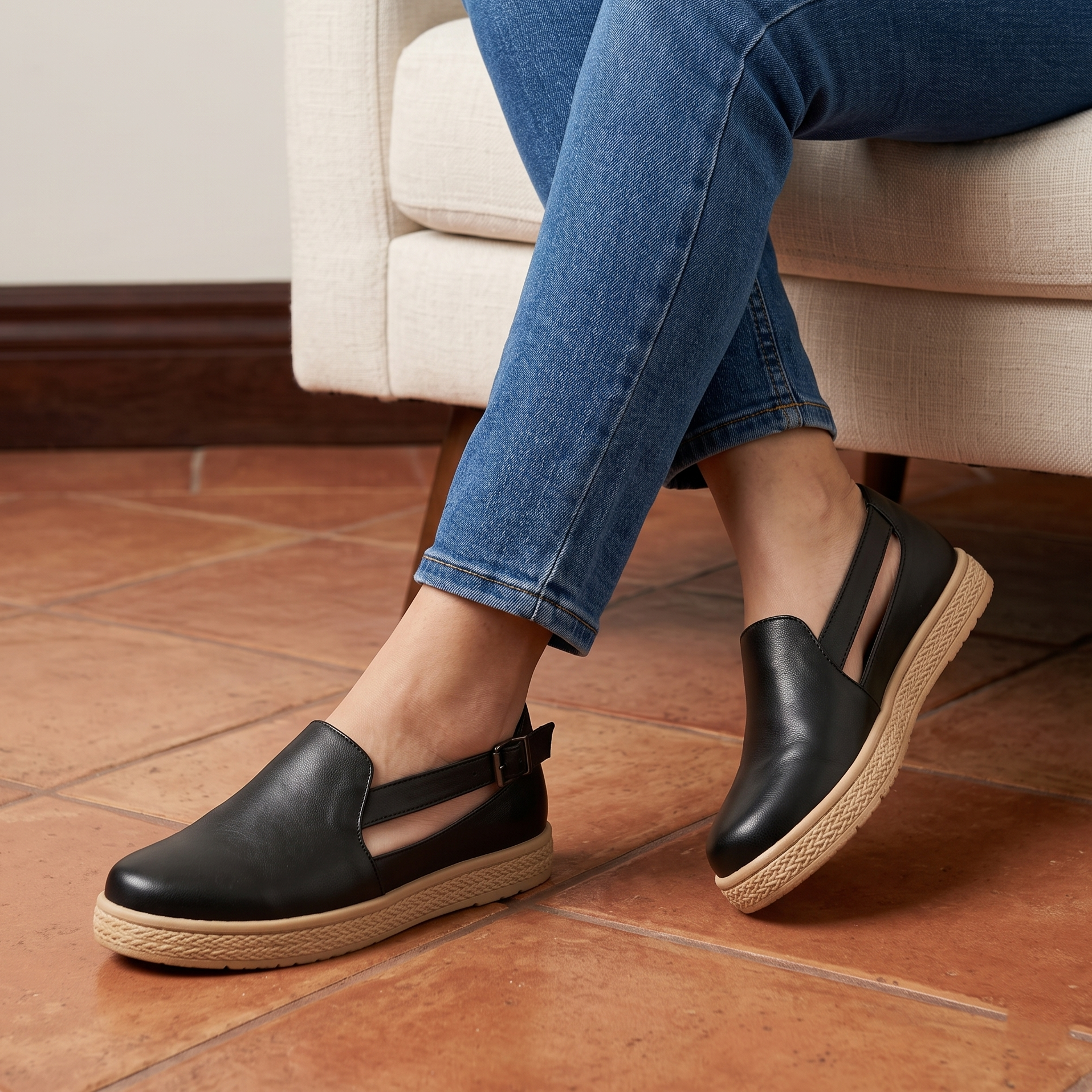 Zapato Femenino de Descanso con Plataforma de Goma Comoda y Casual