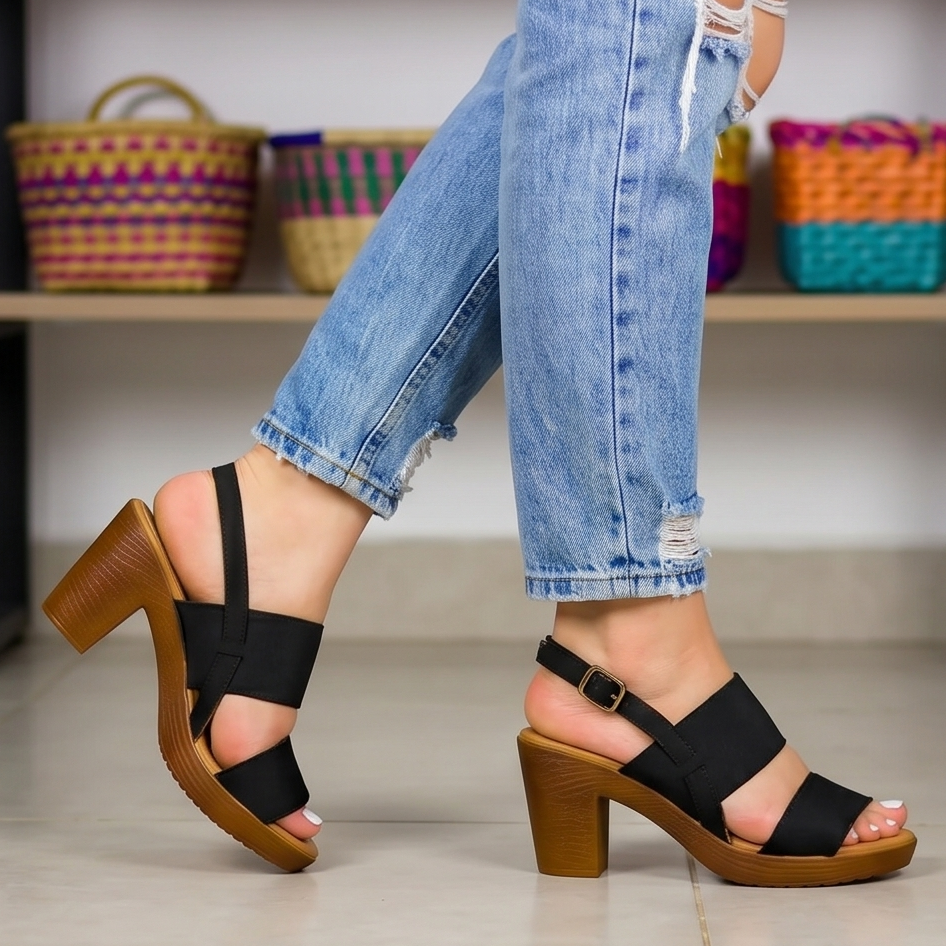 Sandalias de Tacón Bajo con Diseño Moderno
