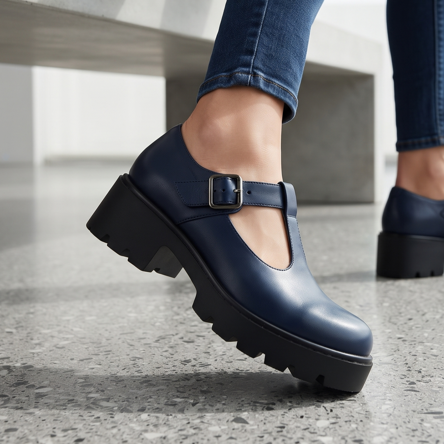 Título: Mary Jane Chunky "Urban Elegance" – Comodidad y Estilo en Cada Paso