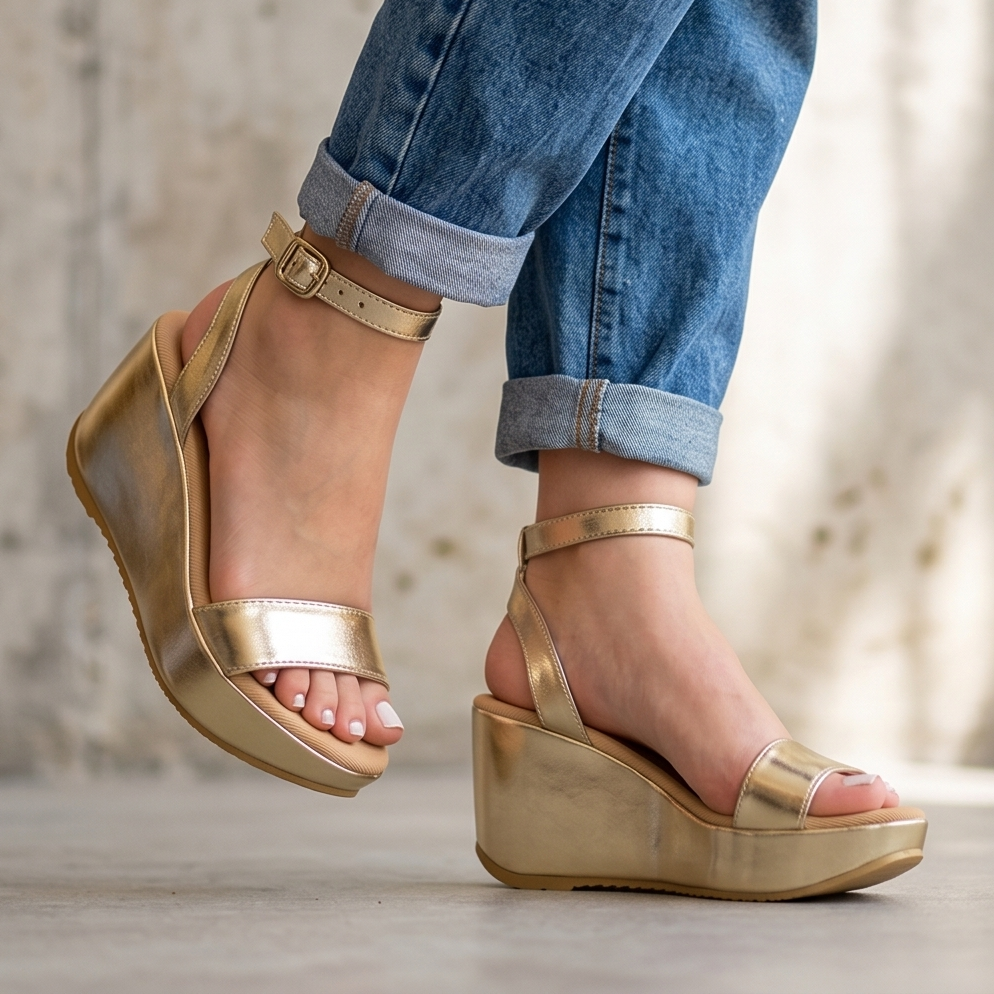 Sandalias de Cuña Metálicas