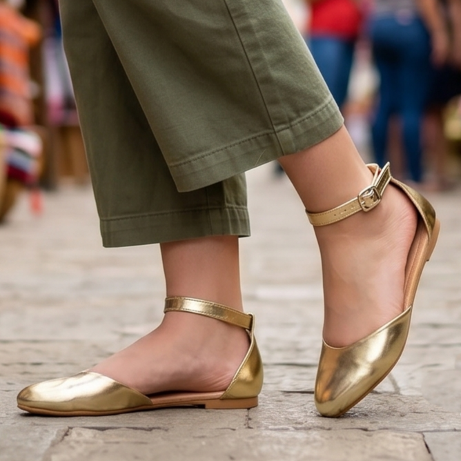 Flats en cuerina brillante. Puntudos y glamorosas