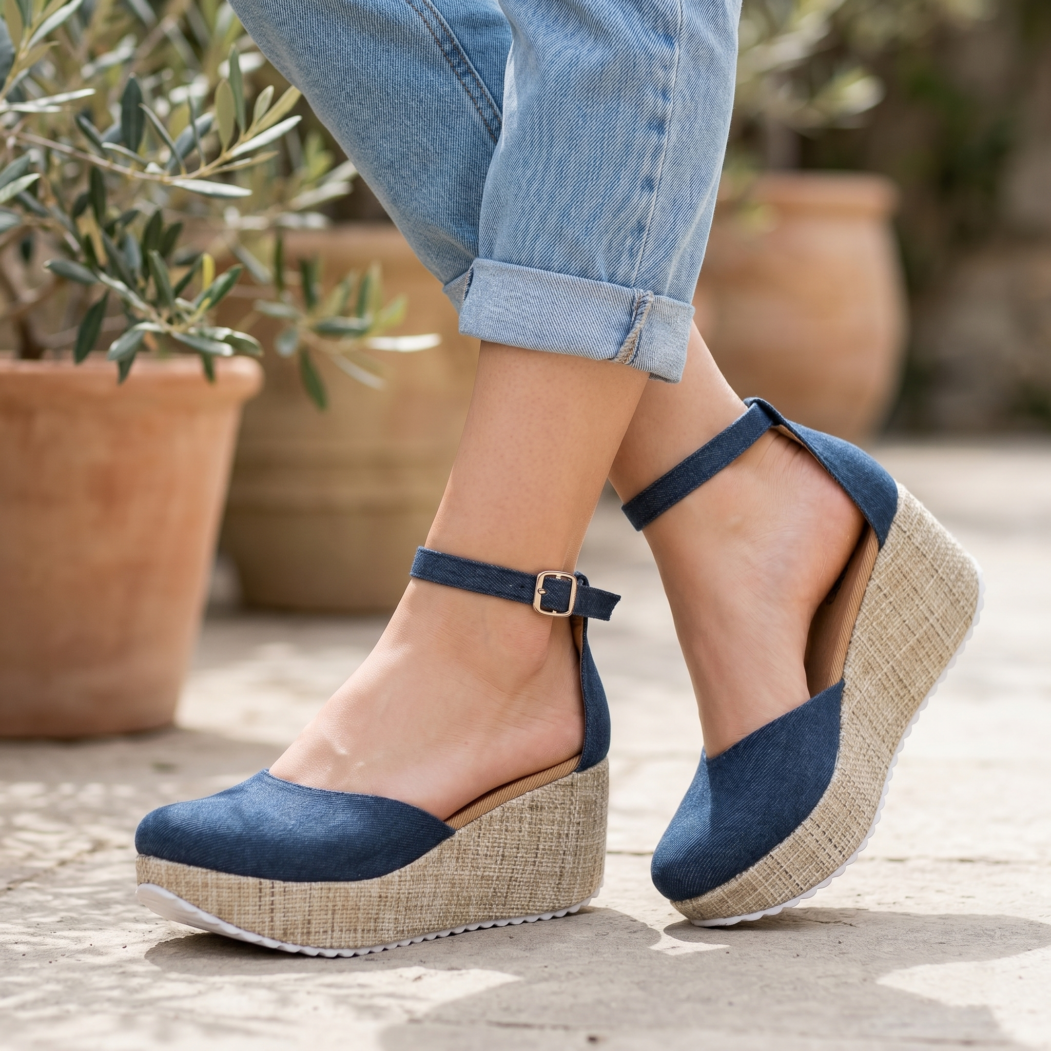 Sandalias de Plataforma en Denim Premium – Estilo Minimalista y Confort