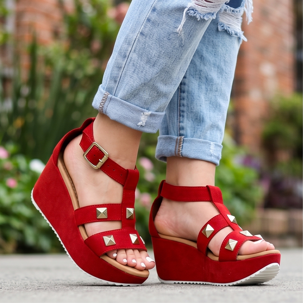 Versatilidad y Comodidad: Sandalias de Plataforma con Adornos Metálicos