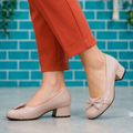 Estilo Elegante con Punta Redonda y Tacón cuadrado pequeño