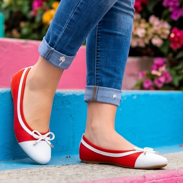 Zapatillas Flats Versátiles para Todo Andar Decorada con un Chongo. Elige entre colores combinados