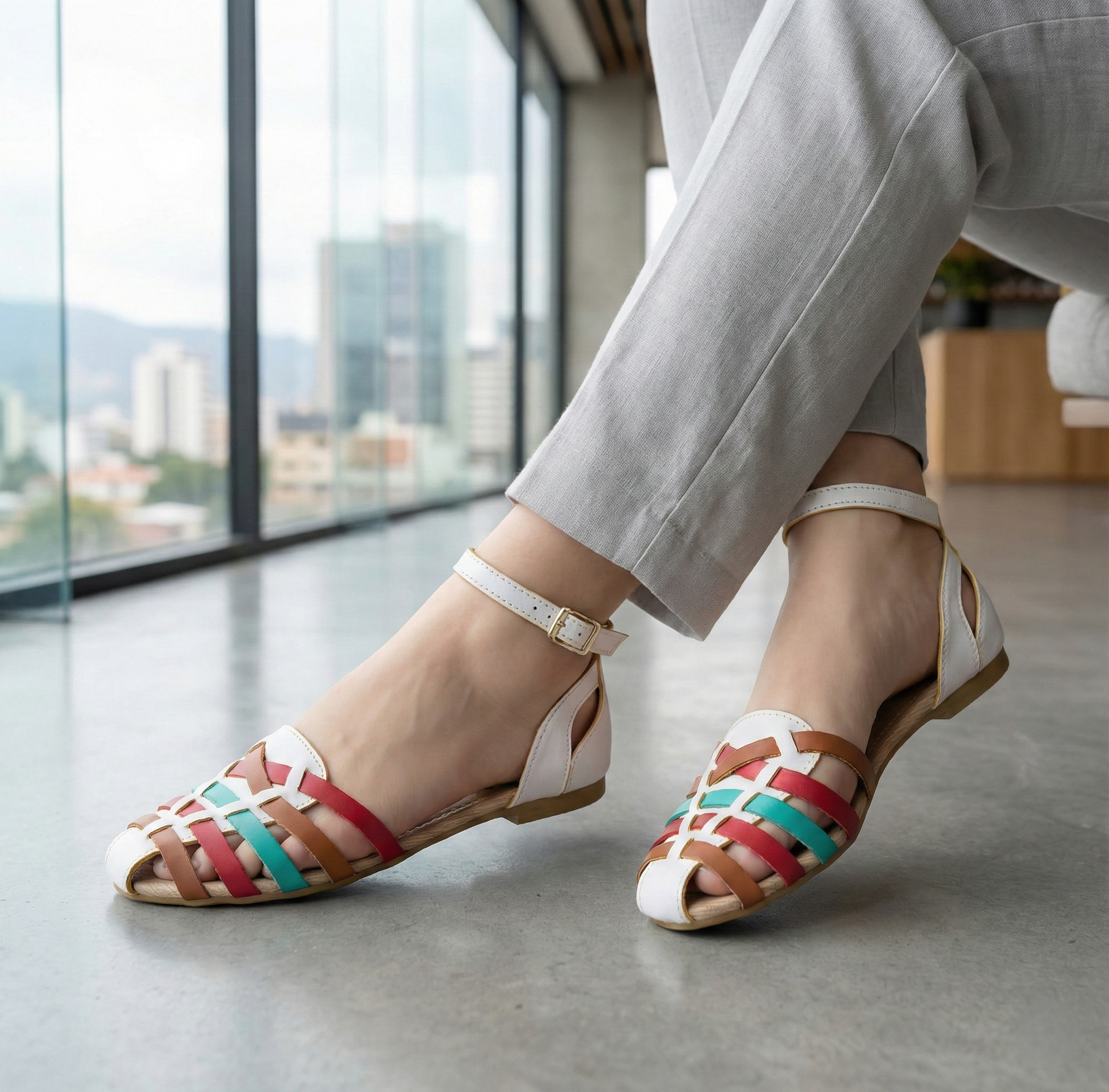 Zapato bajito estilo cangrejero, colorido diseño