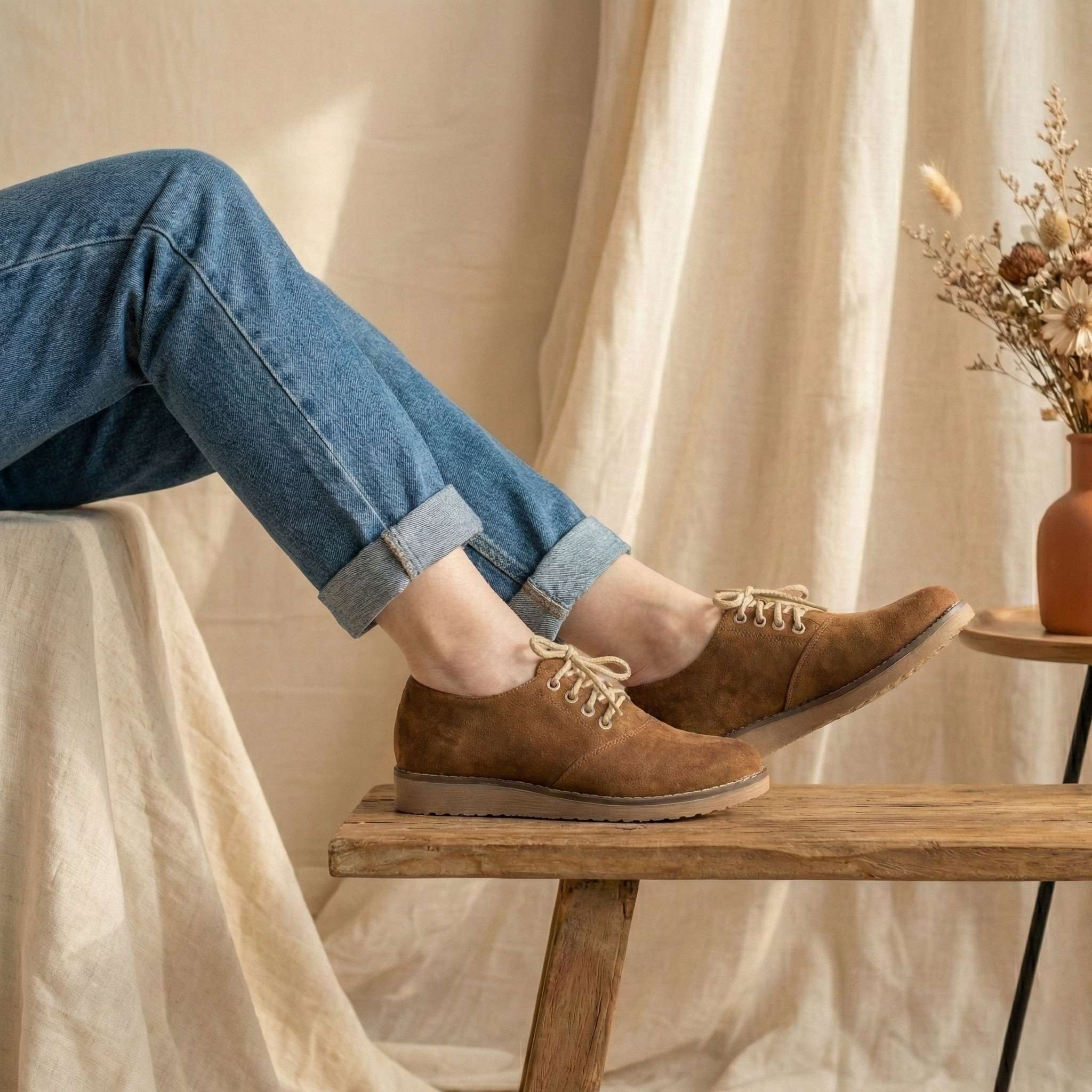 Zapato Casual Tipo Oxford. Suela Flex. Acabado Gamuza