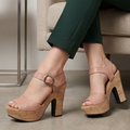 Zapato abierto de enfrente, con faja trasera para un buen soporte