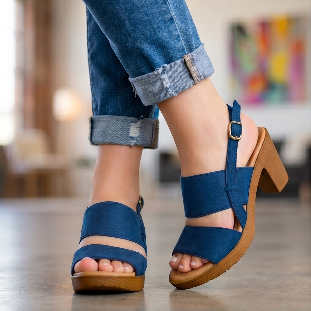 Sandalias de Tacón Bajo con Diseño Moderno