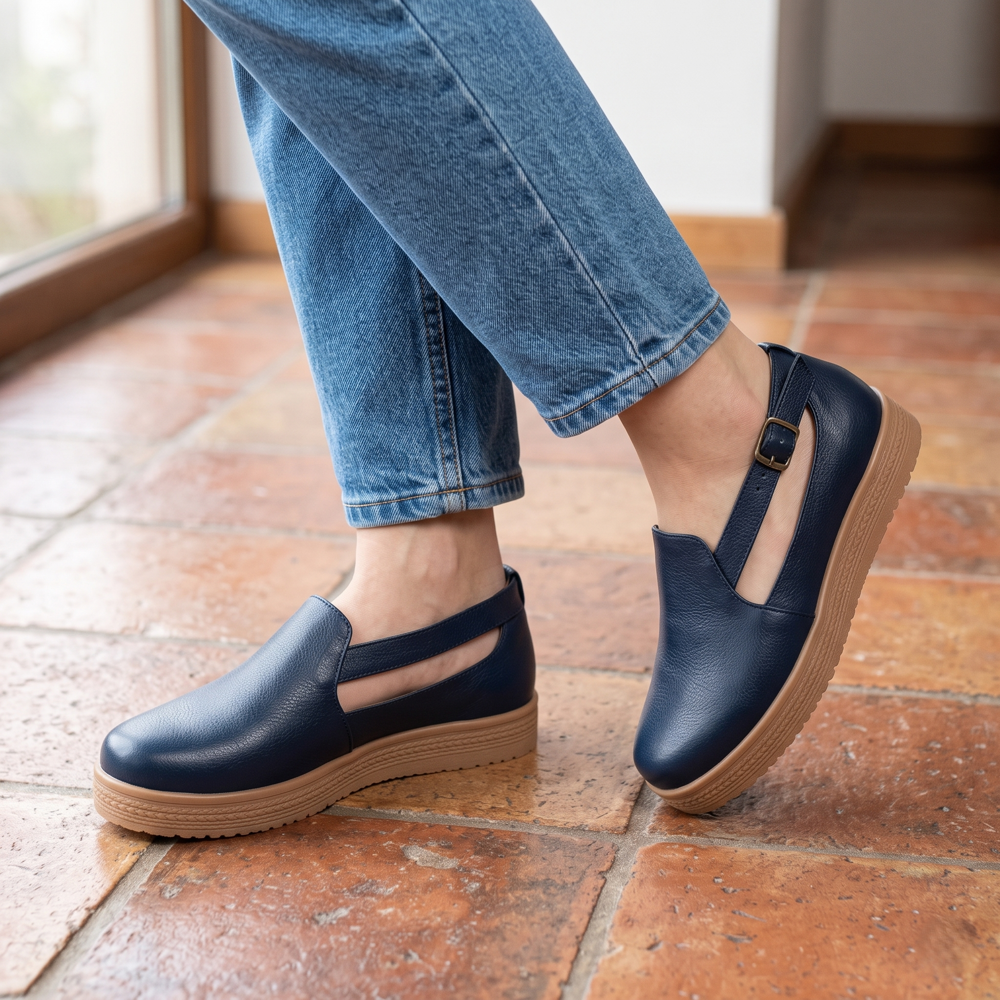 Zapato Femenino de Descanso con Plataforma de Goma Comoda y Casual