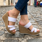 Sandalia solo de meter, plataforma mediana, hecha con 3 fajas
