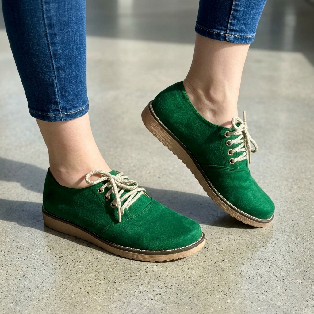 Zapato Casual Tipo Oxford. Suela Flex. Acabado Gamuza