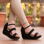 Zapato de 3 fajas de gamuza con suela estilo plataforma mediana
