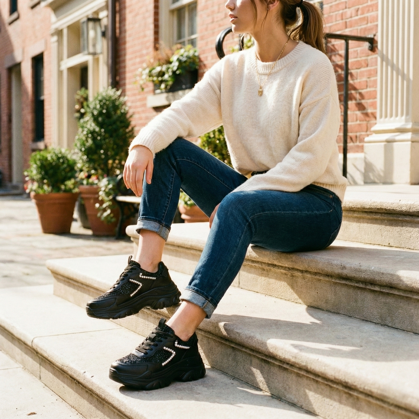 Sneaker Glam Rock: Perlas & Plataforma Chunky