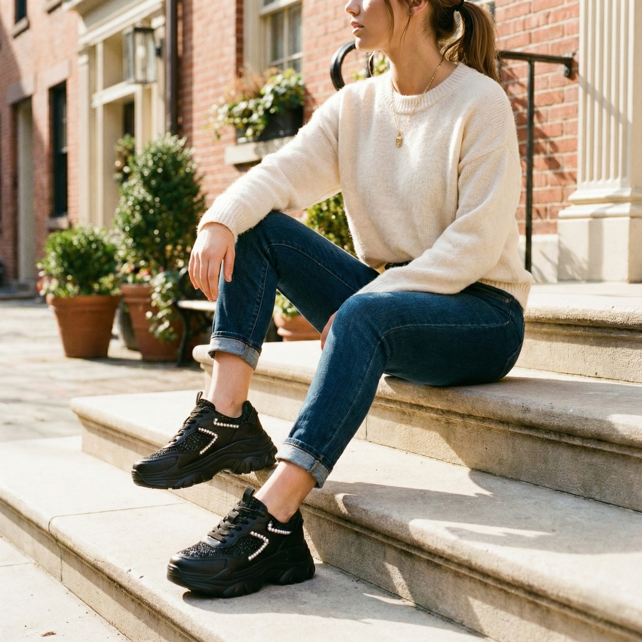 Sneaker Glam Rock: Perlas & Plataforma Chunky