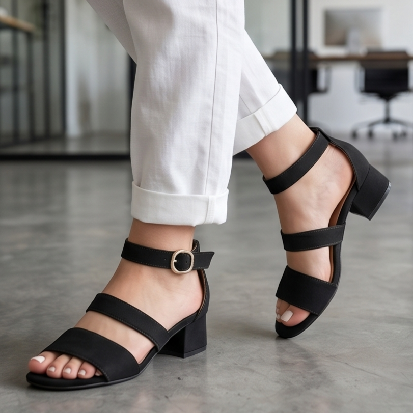 Zapato no tan alto hecho de gamuza