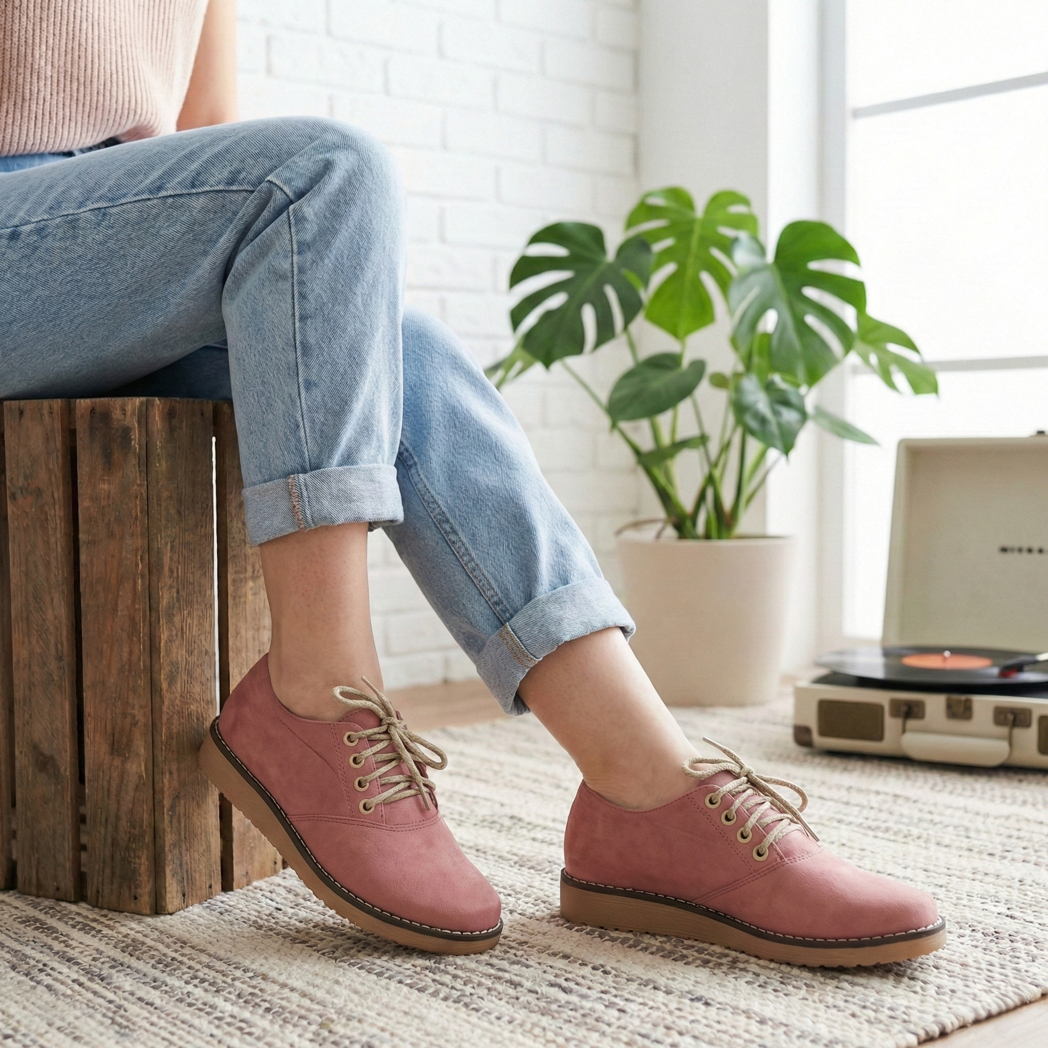 Zapato Casual Tipo Oxford. Suela Flex. Acabado Gamuza