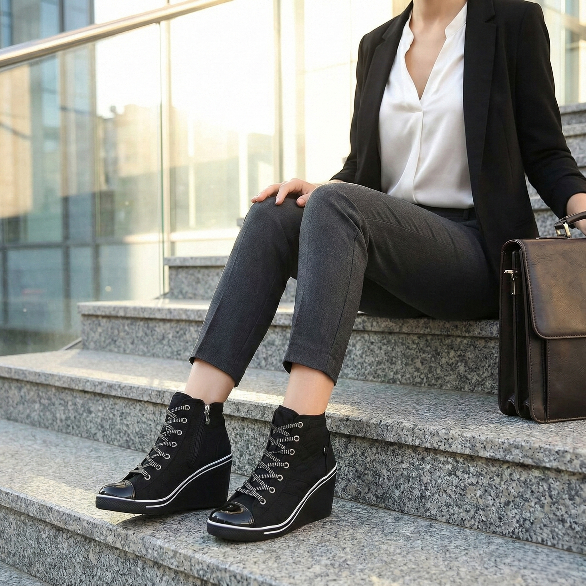 Wedge Sneaker Brooklyn: Diseño Acolchado & Tacón Oculto