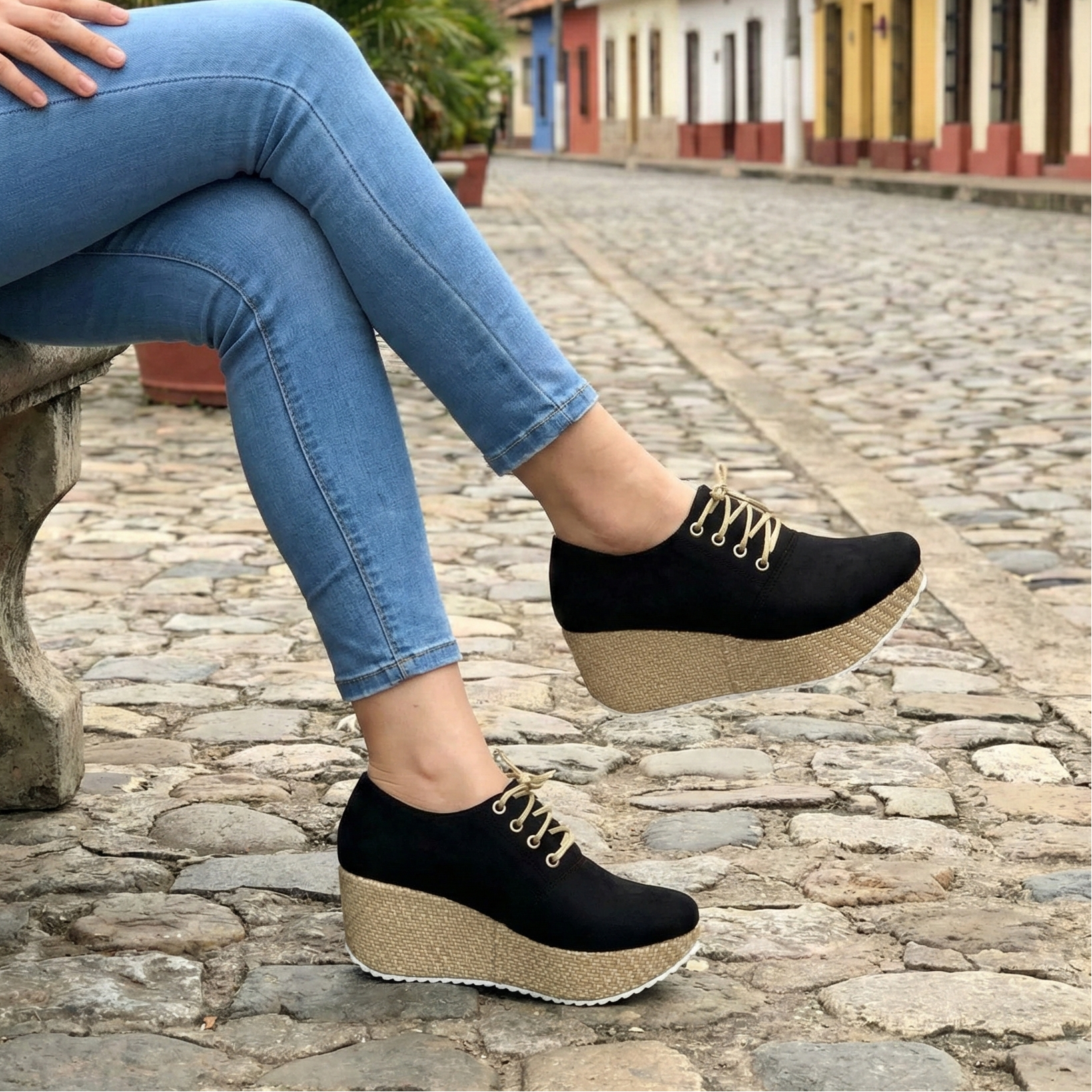 Plataforma Suede Wedge Oxford: Edición Bramante